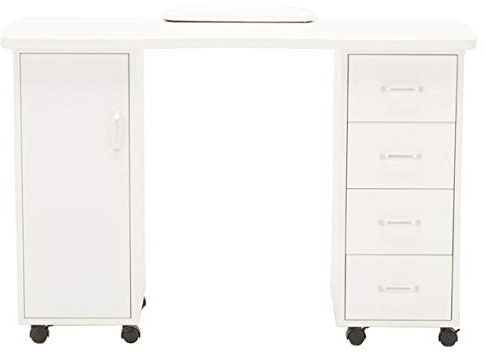 Barberpub Manucure Table à Ongles Double Conteneur Table d'étude Résistant à l'acétone Spa Salon de Beauté Équipement pour Ongles Blanc 0600