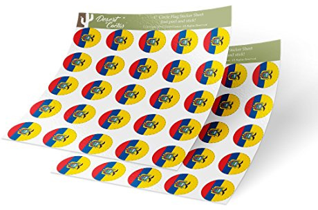 Desert Cactus Ecuador Country Flag Sticker Vinyl Decal 1 Inch Round Two Sheets 50 Total Pieces Kids Logo Scrapbook Car Laptop Ecuadorian C
