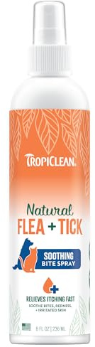 TropiClean Natural Flea & Tick Treatment - Soothing Treatment for Flea & Tick Bites - Relieves Itching Fast - Itchy Skin Relief - Bite Relief Spray for Pets, Cedarwoood & Lemongrass Oil, 236ml