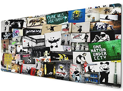 Whats On Your Wall.com Large Gaming Mouse Mat | 900 x 400mm | Rubber | Rectangular | Extended | L | Black