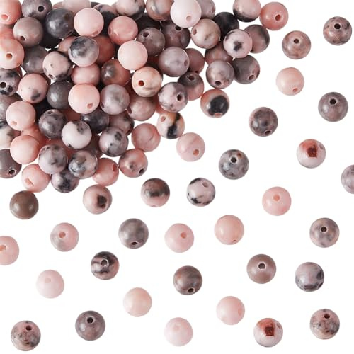 OLYCRAFT 116 ~ 120 perle di zebra rosa naturale da 6 mm, perline di giada a righe, rotonde, pietre preziose naturali, perle energetiche, per bracciali, collane, gioielli