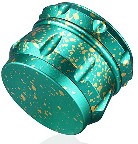 Vgzsyomqib Herb Grinder 63mm Luftfahrt Aluminium Crusher Mühle Groß Metall 4 Teilig für Spice Gewürze Kaffee Kräutermühle Edelstahl Mill Set mit Pollen Scraper - Grün Gelb