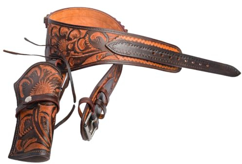 Hulara Full Grain Buff Leather Western Holster for Men Heritage Rough Rider 22 Holster Cowboy 357 Magnum Holster and Belt .38/.357 Cal Revolver Holster