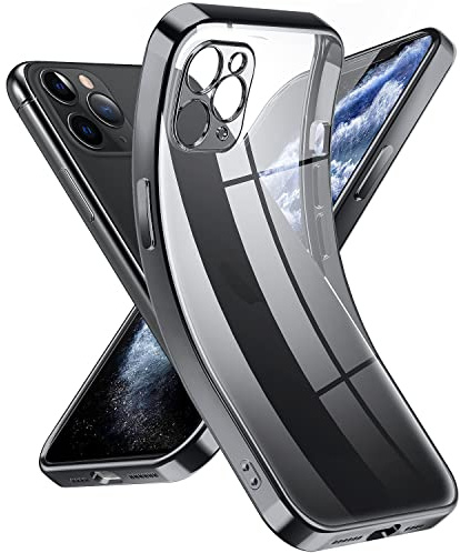 Supdeal Crystal Clear Hülle für iPhone 11 Pro, Niemals gelb mit Kameraschutz, Silikon Durchsichtig Handyhülle Weicher Passform, Ultra Dünn und Leicht Case Cover, 5,8, Schwarz