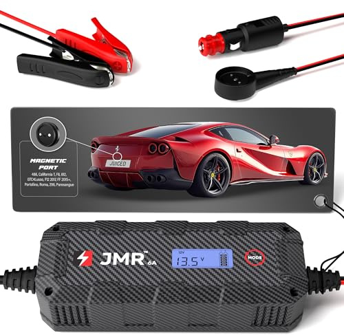 JMR Battery Charger for Ferrari 488 F8 California T Portofino 812 Roma 296 GTC4Lusso FF F12 Purosangue 12Cilindri Trickle Charger Conditioner Maintainer (Magnetic Port, No Lithium Mode)