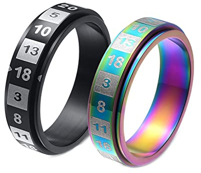Mesnt Verlobungsring Edelstahl, Zahlen Drehbarer Anti-Stress-Fidget-Spinner-Ring Bunt/Schwarz
