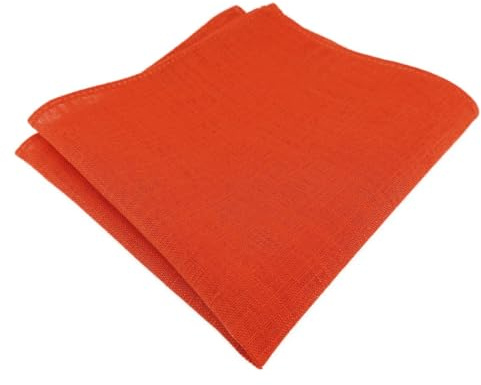 TigerTie Einstecktuch in blutorange einfarbig Uni - Kavalierstuch 100% Leinen - Stecktuchgröße 26 x 26 cm