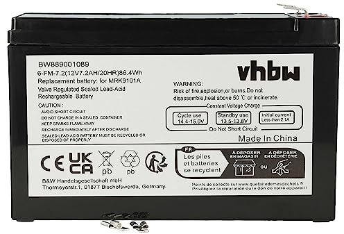 vhbw Batterie pour ASI & Autres Types d'appareils (7200mAh, 12V, AGM)