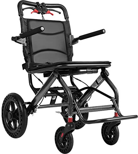 Bueuwe Kleiner Rollstuhl Faltbar Leicht Transportrollstühle, Extra Schmaler Rollstuhl für die Wohnung und Unterwegs, Reiserollstuhl, Aluminium, Ultraleicht, 42cm Sitzbreite