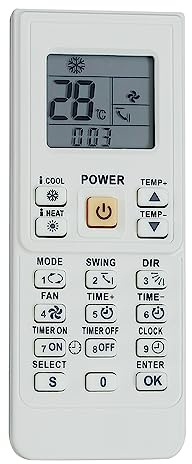 Mando a Distancia Universal de Repuesto para Aire Acondicionado, Compatible con Alpin, Daikin, ELECTROLUX, FUJITSU, Hyundai, Mitsubishi, Panasonic, Samsung, Toshiba, York + Otros Modelos/Mando a