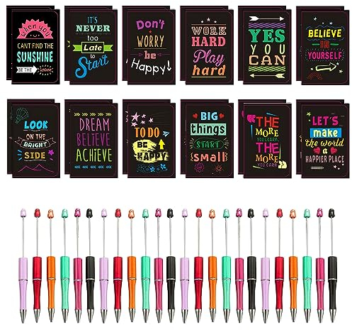 Mini Lustig Motivierend Notizblöcke Inspirierende Notizblöcke Bunt Notizbuch mit Spruch(Notizbücher 24 + Pen 24) Notizbücher im Taschenbuch Format, Notizbuch Geschenk,Motivierende Zitate