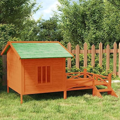 NITCA Casetta per Cani Pollaio per Galline Gabbia per Conigli Cuccia per Cani e Altri Animali in Legno Massello di Pino Marrone 159x120x88,5 cm