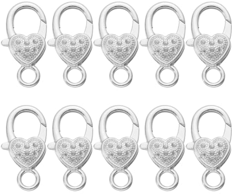IMIKEYA 10 Stück Herzform Hummerklauenverschluss Aus Legierung Silber Karabinerverschluss Für Selbstgemacht Schmuckherstellung Schlüsselanhänger Zubehör Vintage Design Für Taschen