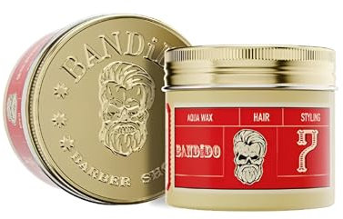 BANDIDO Aqua Hair Wax Red 7 – Cire cheveux homme tenue forte, effet fixant brillant (effet mouillé) – Cire pour cheveux modelante parfum fruité – Fibre coiffante brillance intense – 125 ml