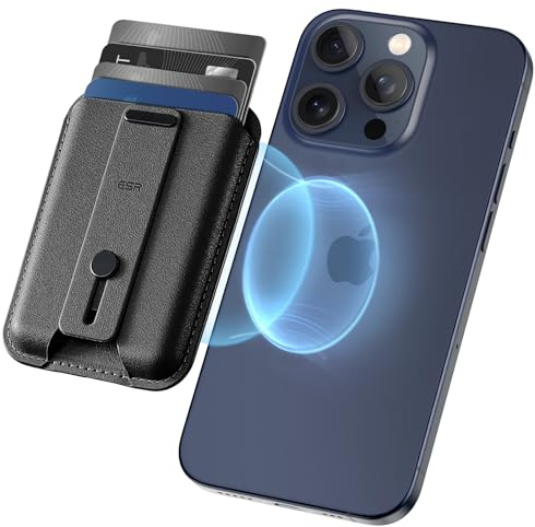 ESR für MagSafe Wallet, iPhone Wallet mit 5 Kartenhalter, Sichere Fingerschlaufe, Kartenhalter für Magsafe, für iPhone 17/15/14/13/12-Serie, für Google Pixel 10/Pro/Pro XL,Nicht für 13/12 Mini,Schwarz