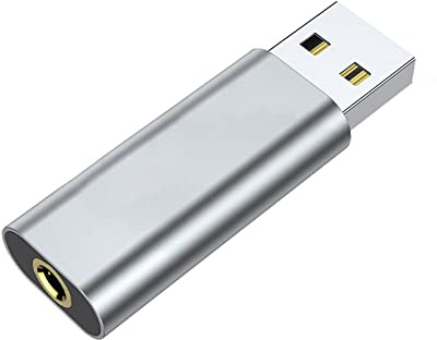 Bottone Adaptador USB a 3,5 mm Auxiliar, Tarjeta de Sonido Estéreo Externa USB-A a TRRS para Auriculares