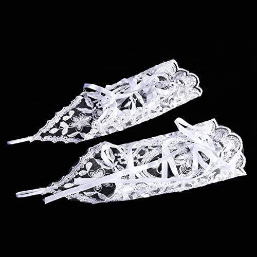 Tixiyu Spitzenhandschuhe Fingerlose Brauthandschuhe für Hochzeit Party (Beige)