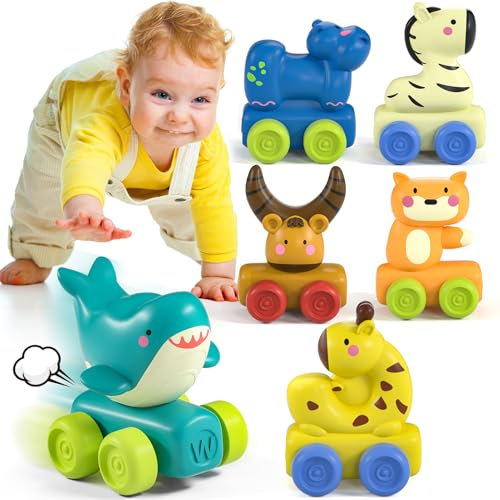 Uping Auto Spielzeug ab 1 2 3 Jahr,Tierwagenspielzeug,6 Stück Spielzeugautos geeignet für Geburtstagsgeschenke und Weihnachten, Jungen und Mädchen