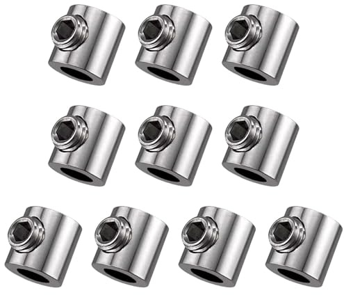 Amagogo Juego de 10 Abrazaderas para Cables de Acero de Montaje Sencillo, Multiusos, con un Solo Orificio, para Cables de Acero Inoxidable de 1 a 1,5 mm