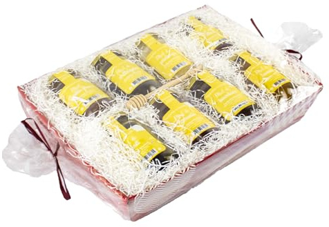 Coffret de 8 pots de miel différents de 500g