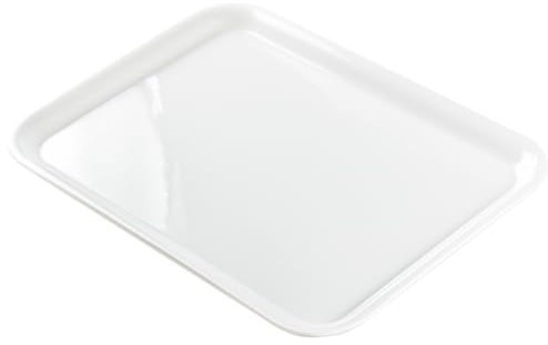 Bandeja de melamina para servir de 43 x 30 cm, bandeja para platos de cena, bandeja de servir para aperitivos, desayuno, bebidas, barbacoas y fiestas, color blanco