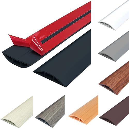 Protection de câble au sol, Couverture de câble PVC flexible et découpable, Couverture de câble auto-adhésive au sol, Canal de câble au sol, protège les câbles et prévient les risques de trébuchement