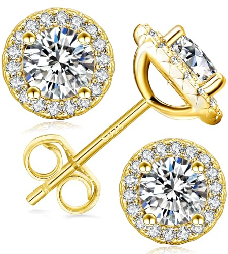 KRKC Halo Moissanit Ohrringe für Damen, Diamant Ohrstecker 2 Karat