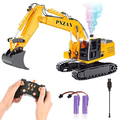 Weinsamkeit ferngesteuertes Baufahrzeug, Control Bagger, Ferngesteuerter Muldenkipper, erngesteuertes Baufahrzeug für Kinder mit-Lichtton und wiederaufladbarer, RC Spielzeug Baustellenfahrzeug (B)