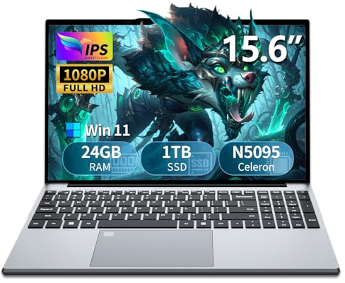 AVENKA Gaming Laptop,15.6 inch Laptop Computers, N5095 Processor, 24GB 1TB SSD, FHD 1920 * 1080 Display,Fingerprint Unlock, BacklitKeyboard,Mini-HDMl,Work Computer,laptops Clearance 2025,laptops