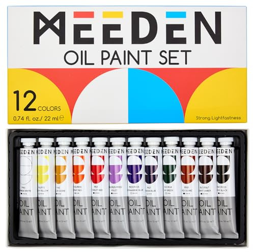 MEEDEN Oil Paint Set - 12 x 22ml (0.74 oz) Color Oil Paints for Adults Students Beginners- Rich Pigment Art Paints for Canvas Painting