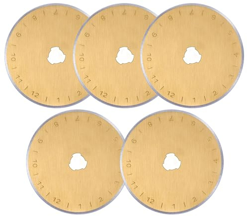 Vleant 5 Stück Rollschneider Ersatzklingen 45mm, Titan-Beschichtung, SKS-7 für Stoff, Leder und Papier