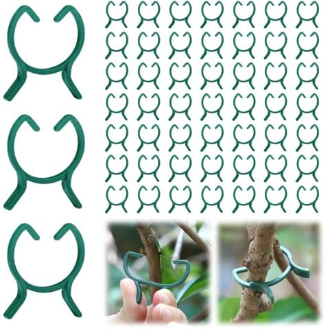 Pflanzenclips Pflanzenklammern, 100 Stück Tomatenhaken Wiederverwendbar Pflanzenringe für Gemüse Und Obst,Stabile Klammern für Kletterpflanzen Befestigung