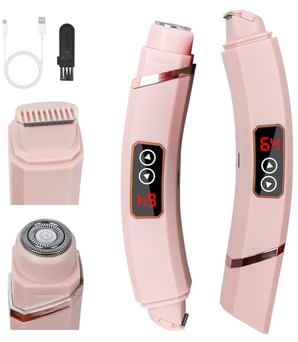 LPQKCcY Afeitadora Mujer, 2 en 1 Rasuradora Mujer Zona Intima Sin Dolor Recortadora Corporal Electrica Recargable USB Profesional Maquinilla Afeitar para Axilas, Pubis, Piernas, Brazos