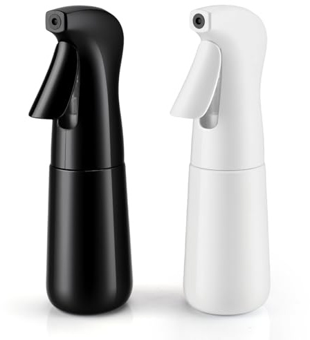 Foydream 2 Piezas Pulverizador Agua, 200 ml Water Spray Bottle, Recargable y a Prueba de Fugas Spray Bottle, Ultrafino Continuo Para Peinar el Cabello y Cuidar las Plantas, Negro y Blanco