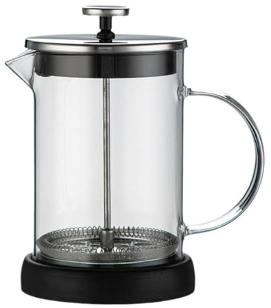 Juego de cafetera de prensa francesa de vidrio de borosilicato alto, malla de prensa de filtro de acero inoxidable 304, 3 en 1 para prensado de café, preparación de té y espuma de leche, taza de