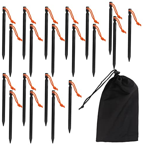 Zelt Heringe aus Aluminium, 20 Stück, 23 cm, V - Form, Silber Weiß - Leicht und Robust, Ideal für Camping, Outdoor und Zelt Befestigung (Schwarz)