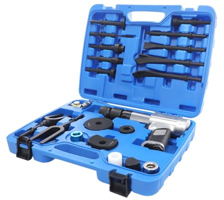 Set di martello scalpello ad aria compressa, multiuso, 2200 giri/min, martello scalpello ad aria compressa, con teste a pala, separatore per giunti sferici, punte liscianti e borsa per il trasporto