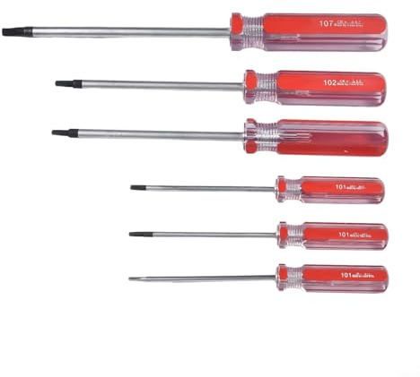 Juego de destornilladores triangulares, 6 piezas TA1.8-TA4.2 mm, herramienta de reparación con puntas de acero al cromo vanadio para reparación electrónica, mango rojo y plateado, compatible con