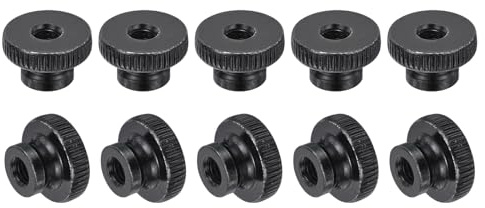 QUARKZMAN 15 Stück Rändelmuttern Passlochmutter M6 x 20 x 12mm Kohlenstoffstahl Rändelmutter Verstellbare Rändelgriffe Befestigungsmuttern Für 3D Drucker Teile Schwarz