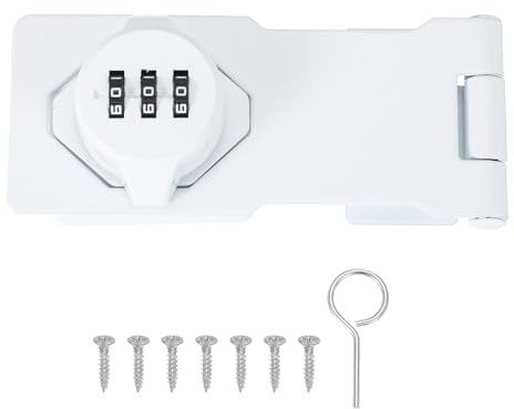 QUARKZMAN Password Rotary Hasp Locks Serratura Meccanica 4.5 Bianca | A Combinazione Armadi, Serratura A Combinazione Senza Chiave, Per Porte Capanni Scorrevoli Armadi Bagno Esterni