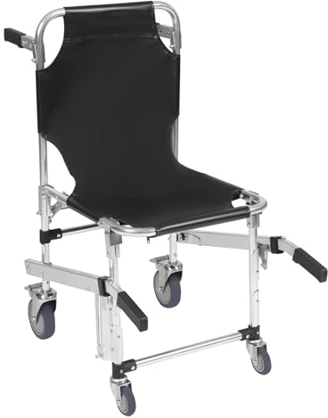 Escalier - Fauteuil roulant pliable - 160 kg - En alliage d'aluminium avec 4 roues universelles - Chaise de sauvetage pliable - Pour personnes âgées et handicapées à la maison