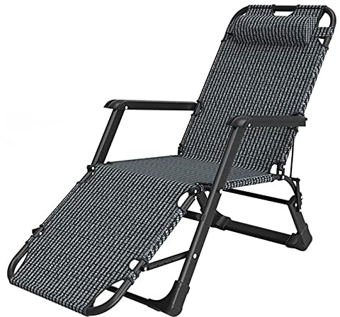 Liegestuhl, zusammenklappbar, Sonnenliege für Strand & Terrasse, Outdoor-Relaxer mit Baumwollpolster, bequemer Campingliege, Gartenliege