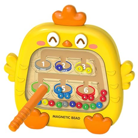 Magnet Maze Board Game - Chicken Theme Counting Toy, Precision Fine Motor Skill Trainer Portable Color Sorting Puzzle | Sealed Travel Activity for Girls, Number Learning Station