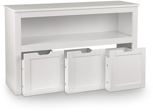 ONVAYA Sideboard mit Rollboxen - Praktisches Kinder Bücherregal und Kuscheltier Aufbewahrung - Modernes Spielzeugregal inkl. 3 Aufbewahrungsboxen - Durchdachtes Kinderregal als Spielzeug Organizer