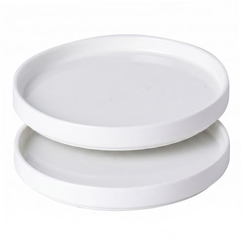 Sottovasi per vasi da fiori, confezione da 2 sottovasi per vasi da fiori, vassoi raccogligocce per piante in ceramica premium, bianco, 13, 8 cm (5, 43 pollici)