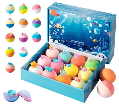 Bombe Da Bagno Con Sorpresas, Bombe Da Bagno Bambini, Bagnoschiuma Con Sorpresas, Set 12, Giocattoli A Sorpre-sa, Morbida Schiuma, Delicato E Non Irrita, Regalo Vasca Per Bambini E Bambine