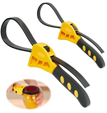 ROSYLEVE 2 PCS Cle a Sangle Réglable Clés à Filtre à Huile Universel | 150mm et 100mm Clés à Sangle Antidérapant, Caoutchouc, Idéale pour Plombiers de Tuyaux, Filtre à Huile, Ouvre-Bocal