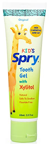 Spry naturlig xylitol-tandkräm för barn från 3 månader – Fluoridfri tandgel med god smak som stödjer utvecklingen av nya tänder, Original 2 Fl Oz (Pack of 2)
