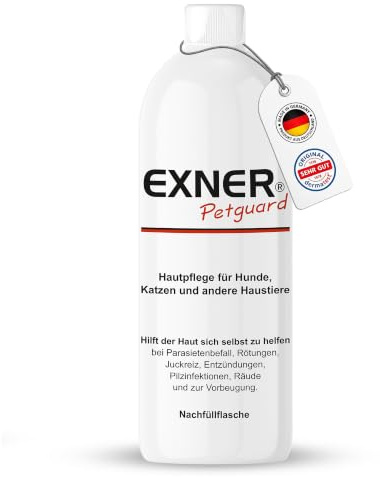 Exner Petguard Hautpflege & Fellpflege für Hunde, Katzen & andere Haustiere 1 Liter – Bei Juckreiz, Hautreizungen, Haarausfall, Entzündungen, Milben, Parasiten, Räude & Pilzbefall – Dermatest SEHR GUT
