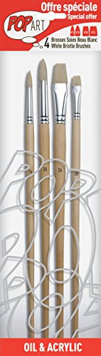 Pebeo 950850 Pinselset, 4-teilig, Borstpinsel rund Nummer 16, 20 und flach 20, 24